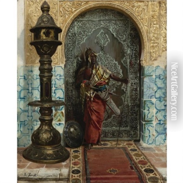 Nubian Guard Oil Painting - Rudolf Ernst