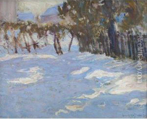 Winter In Thornhill Village Oil Painting - James Edward Hervey MacDonald