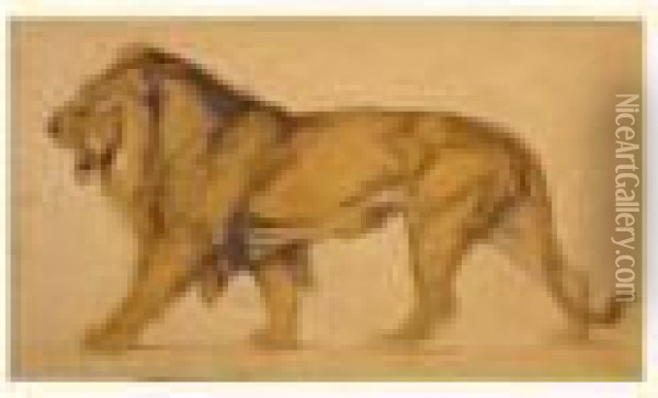 Lion Marchant De Profil Oil Painting - Eugene Cartier