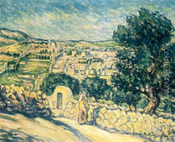Southern Part Of Jerusalem From The Mount Of Olives Oil Painting - Frank Milton Armington