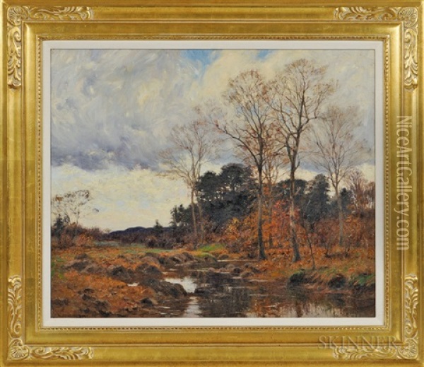 Late Fall Landscape With Stream Oil Painting - William Merritt Post