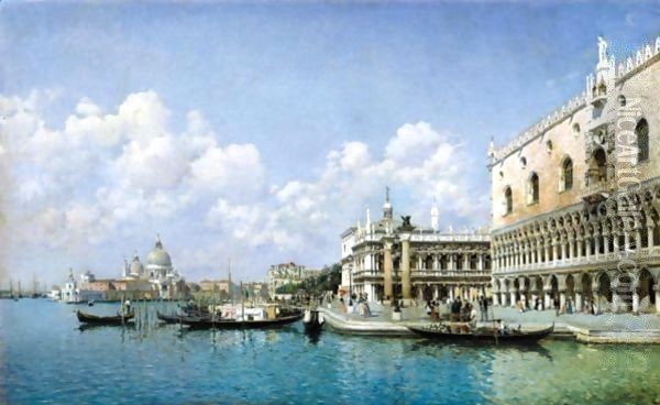 View Towards The Doge's Palace And Santa Maria Della Salute Oil Painting - Federico del Campo