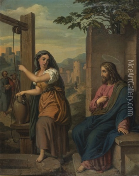 Le Christ Avec La Samaritaine Oil Painting - Josef Selleny