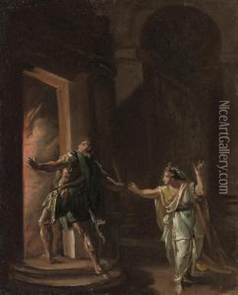 Aeneas With His Wife In Burning Troy Oil Painting - Felice Gianni