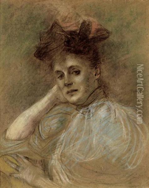 Portrait De Catherine Lemoine Oil Painting - Jacques-Emile Blanche