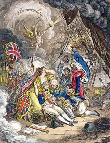 The Death of Admiral Lord Nelson at the Moment of Victory Oil Painting - James Gillray