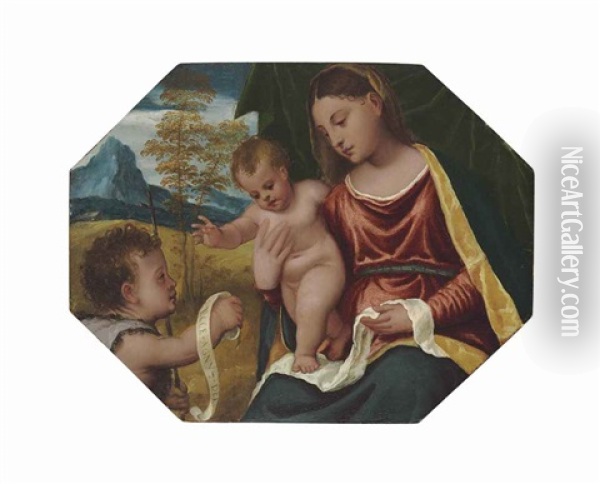 The Madonna And Child With The Young Saint John The Baptist Oil Painting - Polidoro da Lanciano