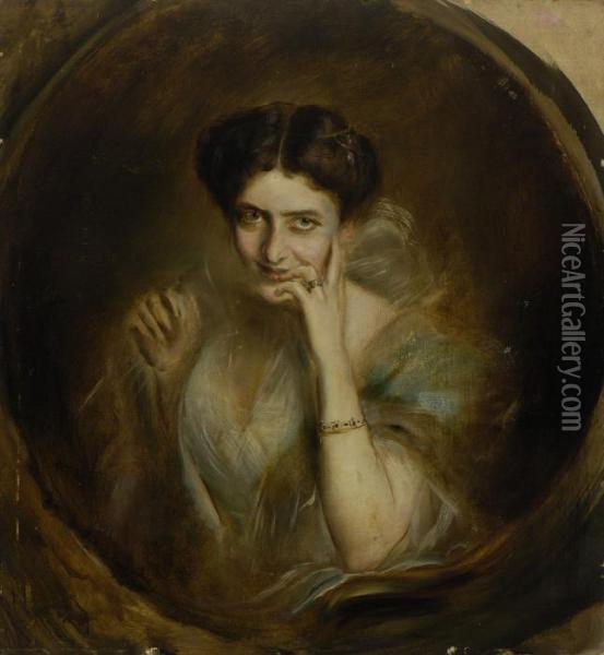 Mary Victoria Lady Curzon Of
 Kedleston Oil Painting - Franz von Lenbach