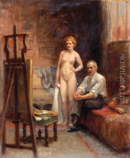 The Painter And The Model Oil Painting - Frederic Dufaux