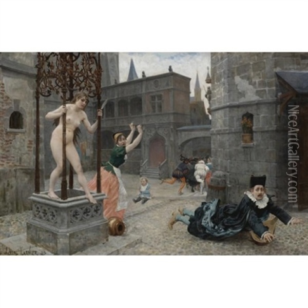 Truth Emerging From The Well Oil Painting - Jules Arsene Garnier