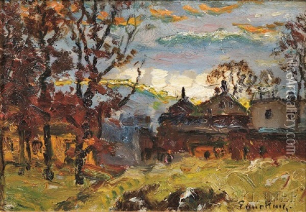 A Street In The Village Oil Painting - John Joseph Enneking