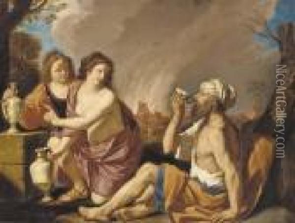 Lot And His Daughters Oil Painting - Guercino