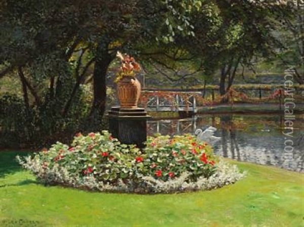 Summer Day In A Park Oil Painting - Olaf Viggo Peter Langer
