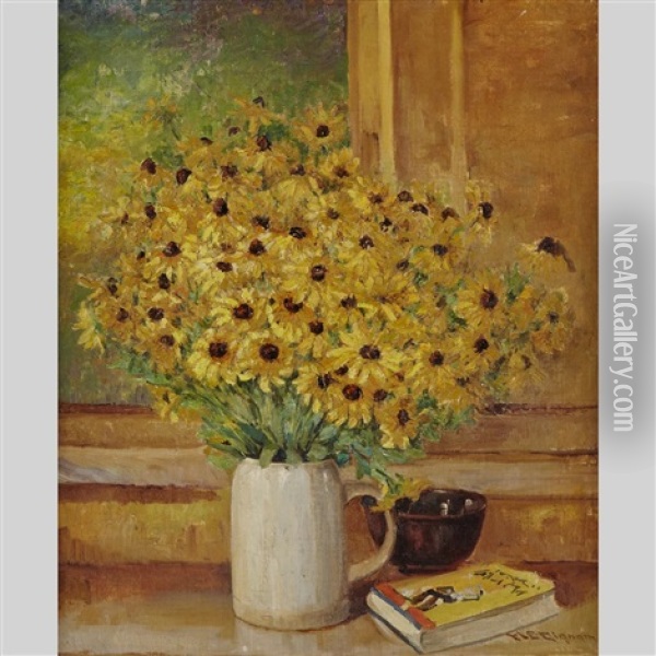 Still Life With Flowers Oil Painting - Mary Ella Dignam