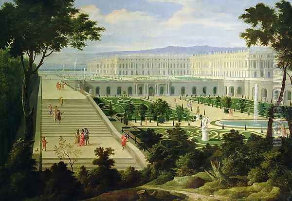 The Orangerie at the Chateau de Versailles Oil Painting - Etienne Allegrain