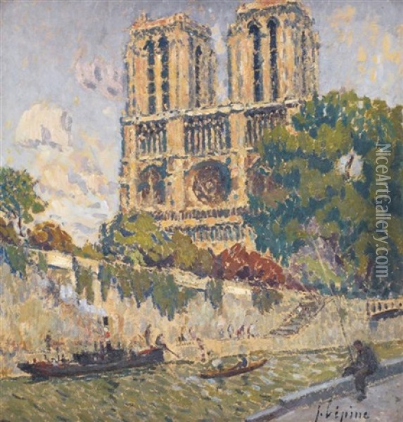 Vue De Notre Dame Oil Painting - Joseph Louis Lepine