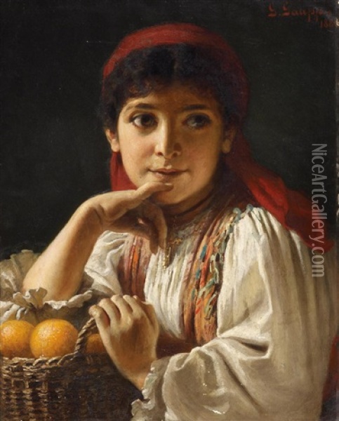Die Junge Orangenverkauferin Oil Painting - Gustav Adolf Gaupp