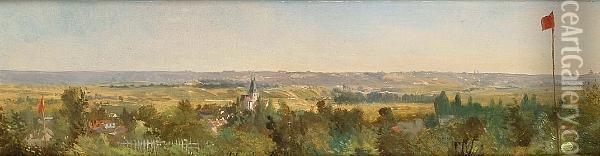 An Extensive Landscape With A Village In The Distance Oil Painting - Henri-Joseph Harpignies