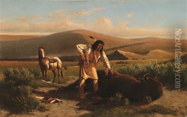 The Last Buffalo Oil Painting - William de la Montagne Cary