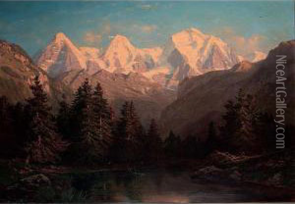 Mountainous Landscape Oil Painting - Jean Philippe George-Juillard
