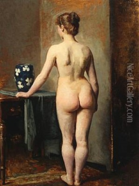 Study Of A Naked Woman Oil Painting - Carl Thomsen