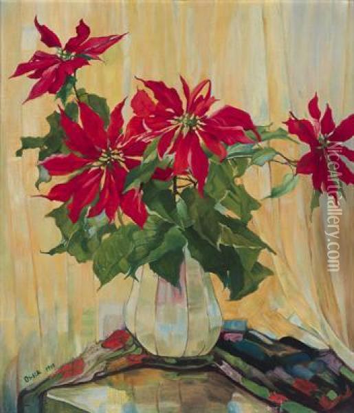 Stilleben Mit Weihnachtssternen Oil Painting - Emil Orlik