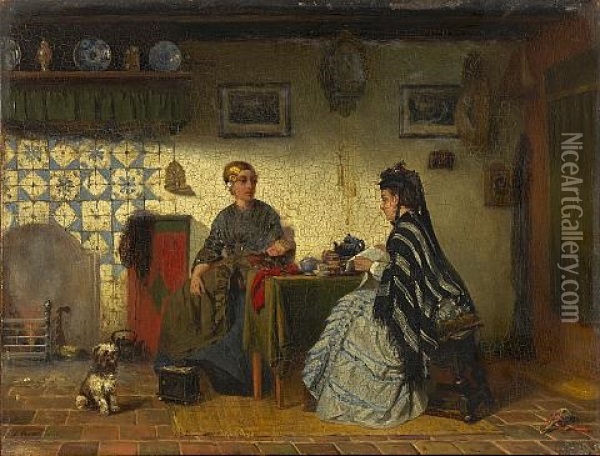 A Friesland Interior Oil Painting - Sipke (Cornelis) Kool