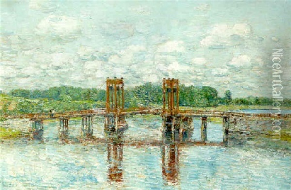 The Toll Bridge, New Hampshire Near Exeter Oil Painting - Childe Hassam