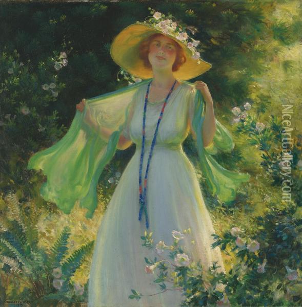 Path Of Flowers Oil Painting - Charles Curran