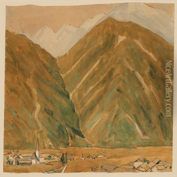 Bjerge, Umhausen Oil Painting - Niels Larsen Stevns
