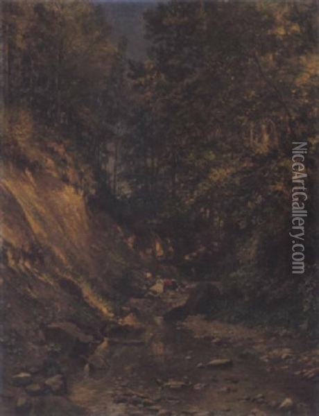 Sonnige Waldlandschaft Oil Painting - Johann-Joseph Geisser