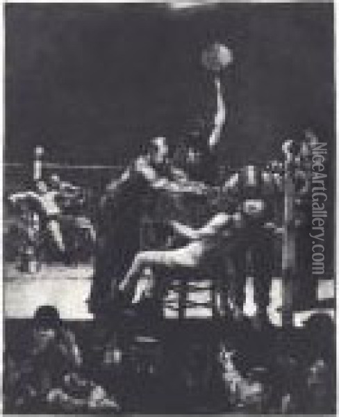 Between Rounds, Large, First Stone (m. 25) Oil Painting - George Wesley Bellows