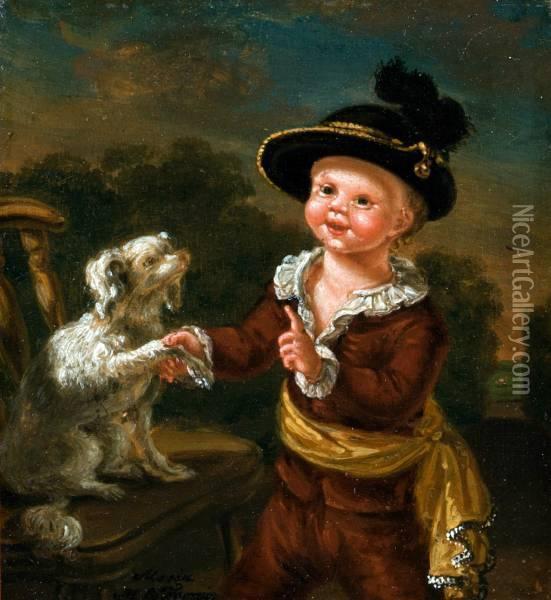 Jongen Met Keeshond Oil Painting - Maria Margaretha La Fargue