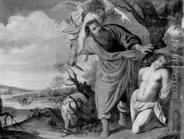 Abraham Opfert Seinen Sohn Isaak Oil Painting - Abraham Bloemaert