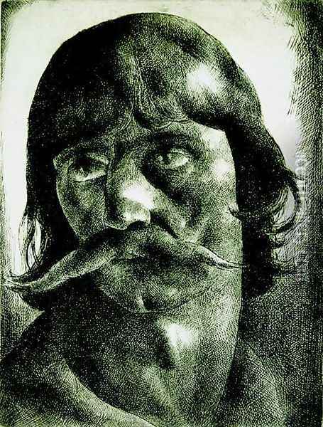 A Szeklers Head I A Kurucs Head 1925 Oil Painting - Karoly Patko