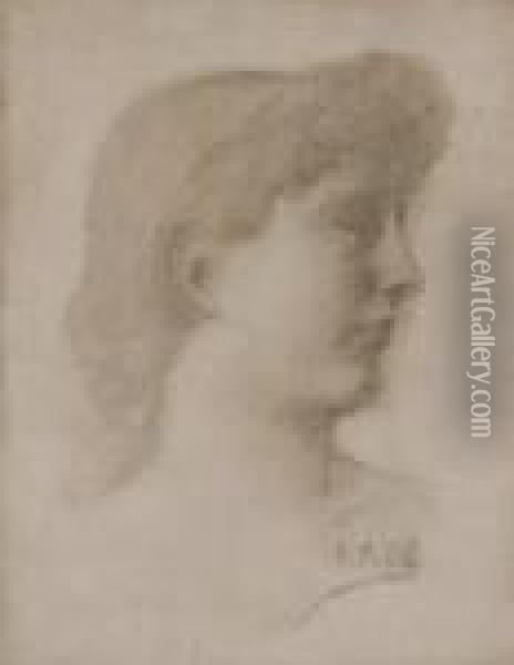 Portrait De Femme De Profil Oil Painting - Pierre-Cecile Puvis De Chavannes