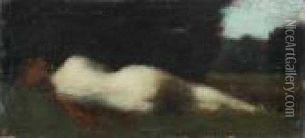 Nu Allonge, Etude Pour 'la Nymphe Endormie', Vers 1896 Oil Painting - Jean-Jacques Henner