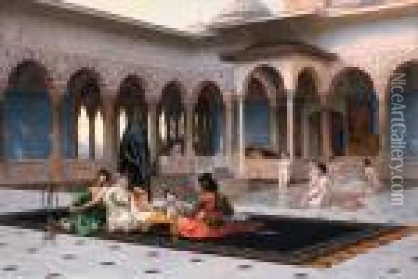 The Terrace Of The Seraglio Oil Painting - Jean-Leon Gerome
