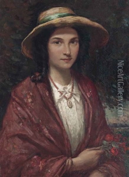 Portrait Of Nelly, The Artist's Wife Oil Painting - William Kay Blacklock