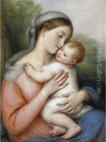 Madonna Col Bambino Oil Painting - Giovanni Carnovali Il Piccio