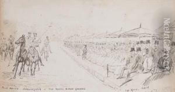 Hurlingham Versus The Royal 
Horse Guards Polo Match; And Coachdriving Competition At The Hurlingham 
Club Oil Painting - Cuthbert Bradley