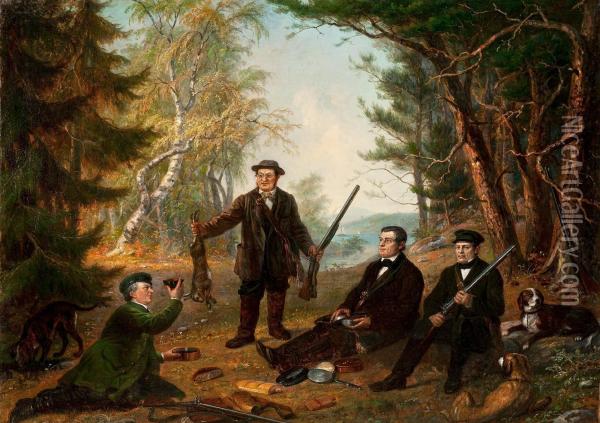 Hunting Party Ii Oil Painting - Robert Wilhelm Ekman
