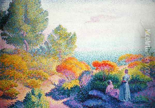 Landscape with Two Women, 1895 Oil Painting - Henri Edmond Cross