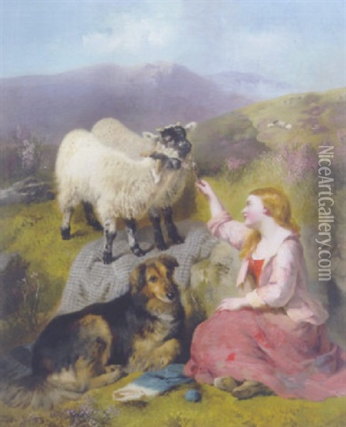 The Shepherd's Pet Oil Painting - George William Horlor