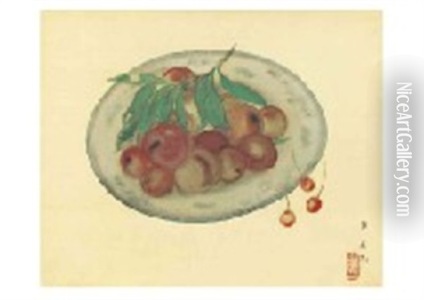 Fruit On The Plate Oil Painting - Kagaku Murakami