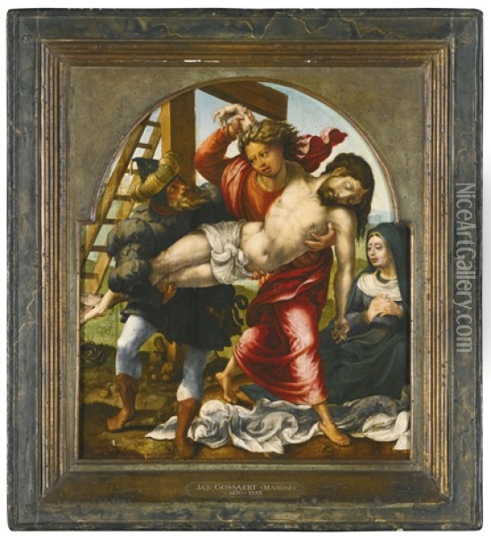The Deposition Oil Painting - Pieter Coecke van Aelst the Elder