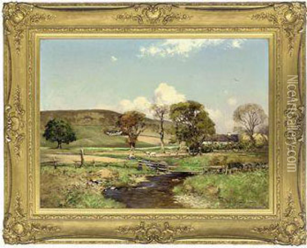 Cattle By A Stream Oil Painting - William Arthur Garrick