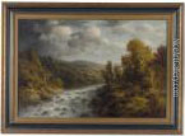 Cloud And Sunshine Delaware River Oil Painting - Thomas Bartholomew Griffin