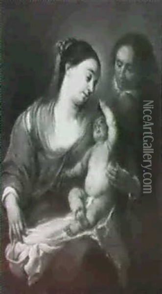Madonna Col Bambino E Un Voltofeminile Oil Painting - Caspar de Crayer