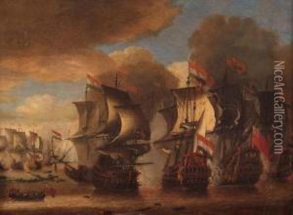The Battle Of Sole Bay Oil Painting - Isaac Sailmaker